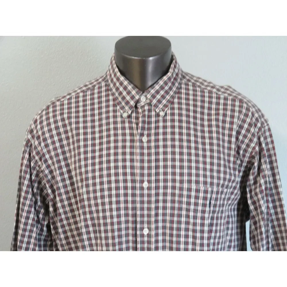 Mens Polo Ralph Lauren Plaid Big Shirt Button Front Shirt Size XL Front Pocket‎